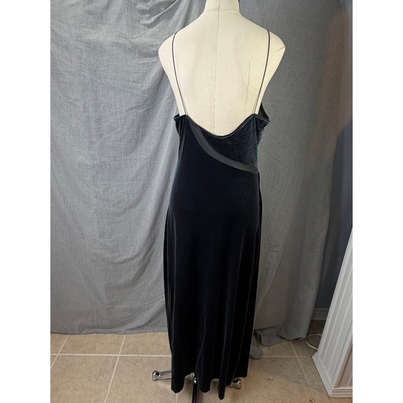 Intimately Free People Slate Blue Velvet Slip Gown L Bias Cut - Picture 10 of 16